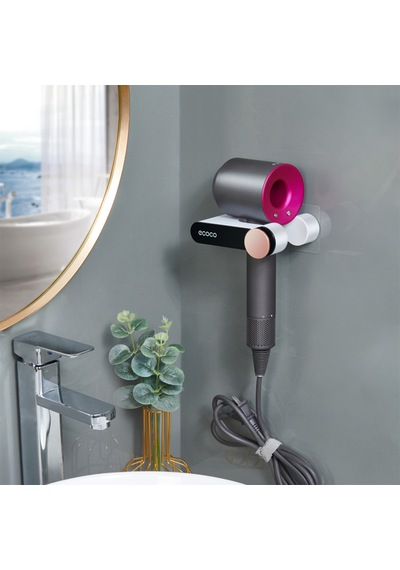 Ecoco Duvara Yapışkanlı Saç Kurutma Makinesi Tutacağı Beyaz