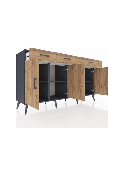 Kronos Konsol 4 Raflı 3 Çekmeceli 4 Kapaklı 176x59x99 Antrasit-çam Atlas Çam - Antrasıt Kronos Konsol 4 Raflı 3 Çekmeceli 4 Kapaklı 176x59x99 Antrasit-çam Atlas Çam - Antrasıt