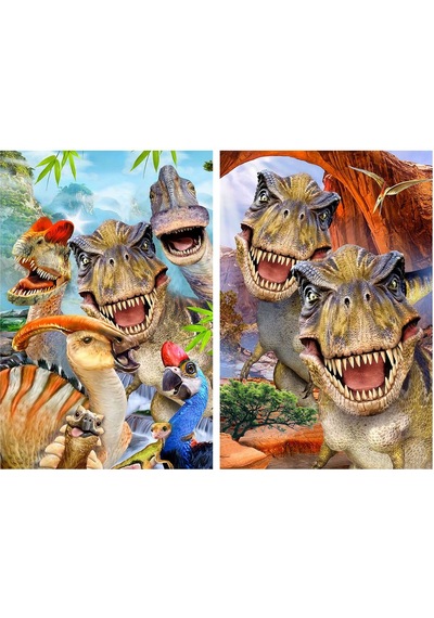 Prime 3d Dinozorlar Ve T-rex Selfie İkili Puzzle 200 Parça 10235