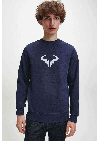 Vamos Rafa Baskılı Indigo Mavi Lacivert Erkek Örme Sweatshirt
