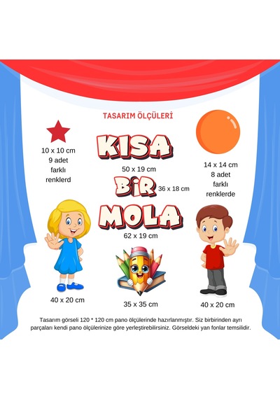 Karne Günü Okul Pano Süsü Kısa Bir Mola Yazılı Kırmızı 7