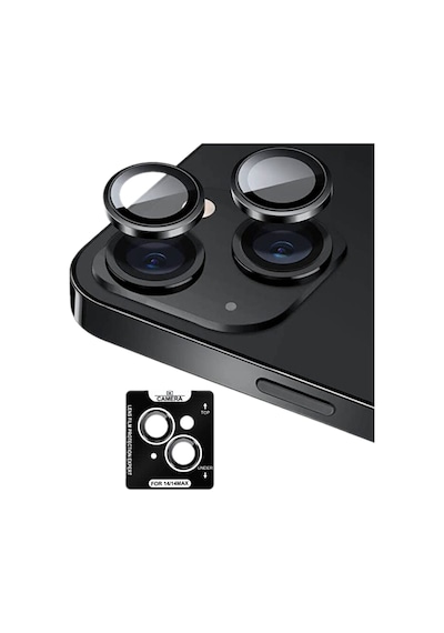 Piili Apple iPhone Uyumlu 15 / 15 Plus Hd Kamera Lens Koruyucu - Siyah Çerçeveli
