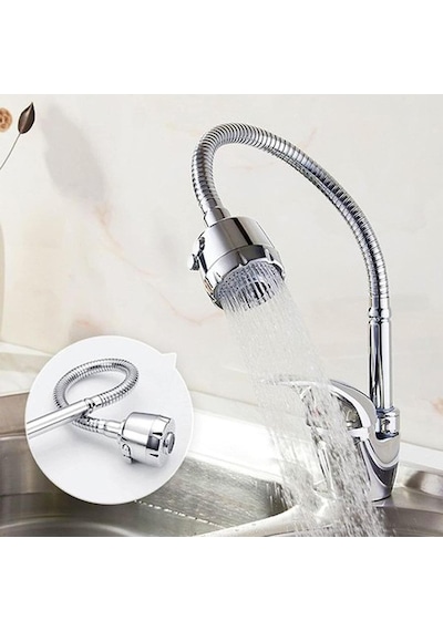 6061 Esnek 360 Hareketli 2 Fonksiyon Spreyli Kubar Musluk Ucu 48 Cm