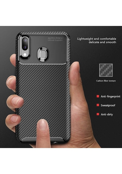 Samsung Galaxy Uyumlu M20 Kılıf Karbon Silikon Case