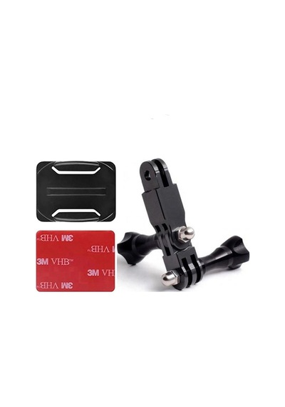 Gplus Bs06k 6 Parça Oval Zemin Kavisli Yüzey 3 Yollu Aksiyon Kamera Uyumlu 3m Yapışkanlı Motor Kask Bağlantı Seti Siyah
