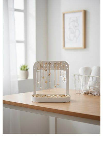 Minimalist Beyaz Takı Standı Ve Küpe Düzenleyici