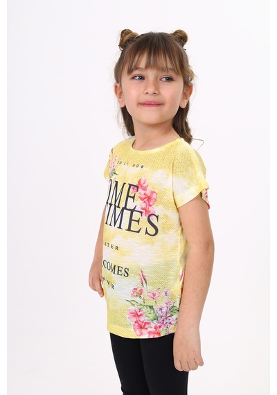 Toontoy Kids Toontoy Kız Çocuk Sometimes Baskılı Tişört Sarı