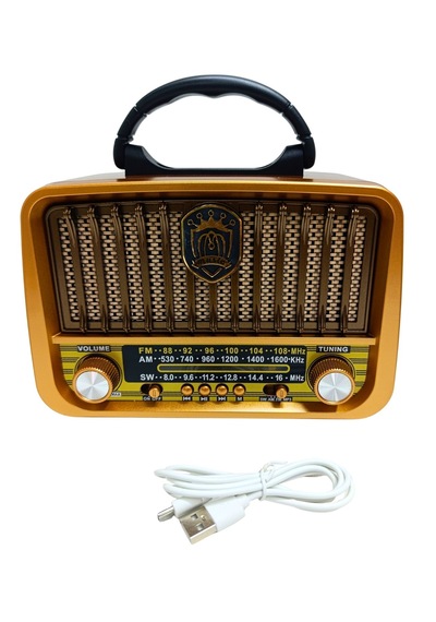 Gold Silver Gs-1325 Güneş Enerjili Fenerli Nostaljik Radyo Şarjlı Ahşap Bluetooth Hoparlör Usb Tf