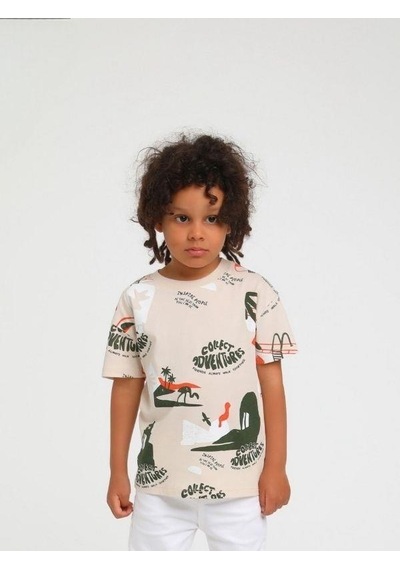 Erkek Bebek Pamuklu Collect Tshirt-14162-bej Bej