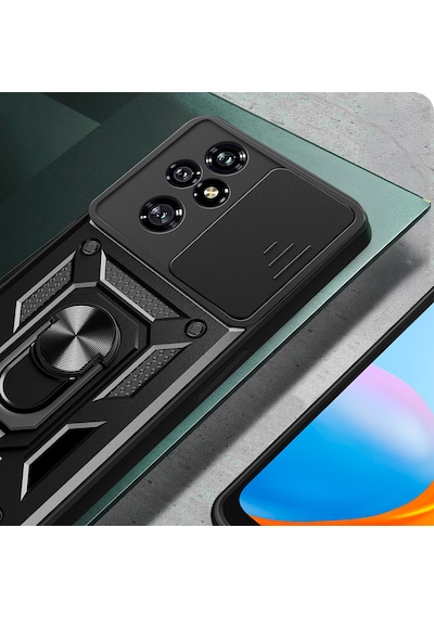 Nourthkiingdom Honor 200 Pro Uyumlu Kılıf Magnetik Standlı Kamera Korumalı Nrtk Sürgülü Vega Kapak-mavi Mavi