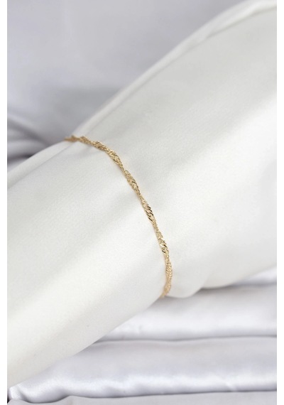 Ceylan Adam Cm 14k Gold Renk Ezme Burgu Zincir Model Kadın Bileklik Çok Renkli