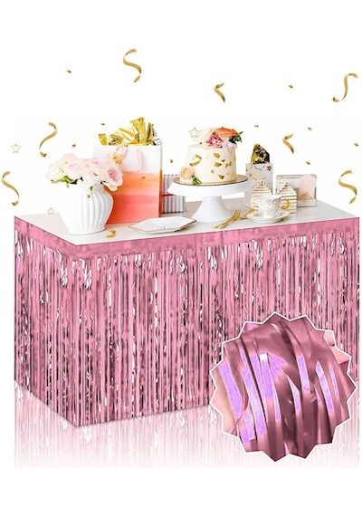 Go İthalat Kendinden Yapışkanlı Rose Gold Metalize Püsküllü Masa Eteği 75 X 275 Cm Parti Süslemesi 0 - 99