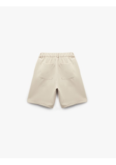 Koton Düğmeli Bermuda Oversize Chino Şort Bej 5sam40137hw Ekru
