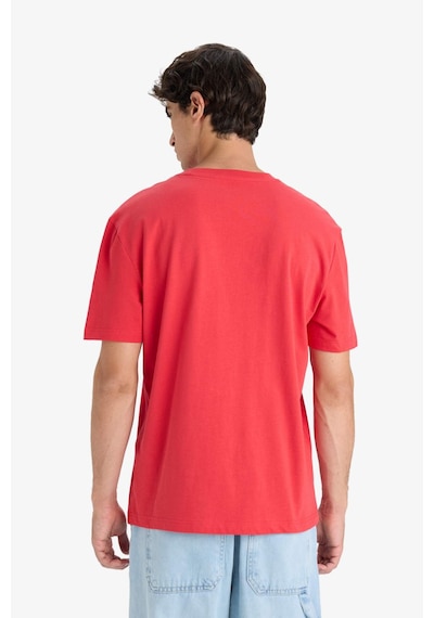 Defacto Regular Fit Bisiklet Yaka Baskılı Kısa Kollu Tişört F8540ax25hsrd39 Kırmızı