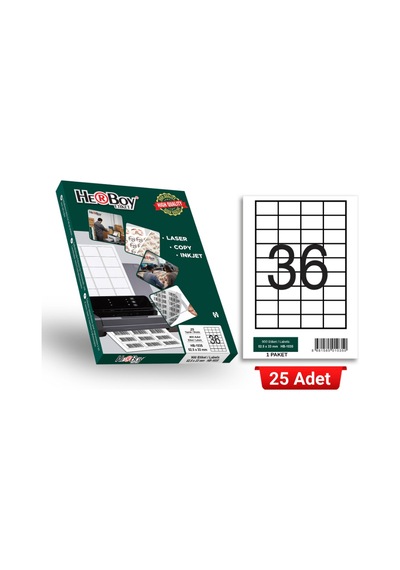 Herboy Hb-1035 52.5 X 33 Mm A4 Laser Etiket 25 Adet