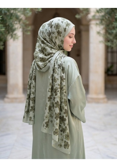 Camellia Scarfs Blom Desen Soft Şal Mint Taze Ve Modern Şıklık