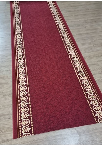 Firdevslife Varaklı Protokol Halısı Kaymaz Taban Jel Yolluk Kapı Önü Paspası 100cm Bordo Bordo