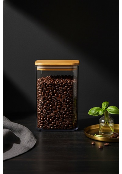 Maxi - 3'lü Bambu Vakum Kapaklı Plastik Bakliyat Erzak Saklama Kabı 1130 Ml Şeffaf