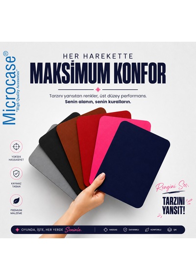 Microcase Dikdörtgen Tasarım Bilgisayar Laptop Deri Mouse Pad 25x21 Al5591 Kırmızı