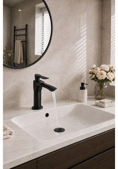 Lava Kısa Lavabo Bataryası Mat Sıyah Mat Siyah