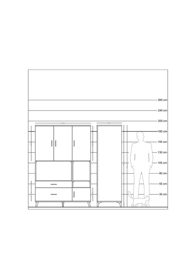 Kronos Dolap 7 Raflı 2 Çekmeceli 4 Kapaklı 132x59x195 Çam-çam... Çam