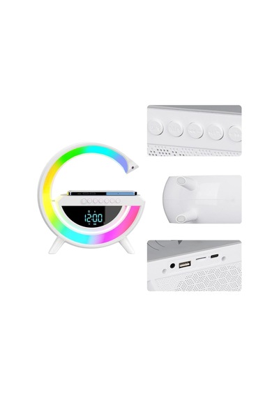 Bluetooth G Hoparlör Rgb Led Işıklı Speaker Alarm Saat Aux Usb Sd Kart Wireless Şarj