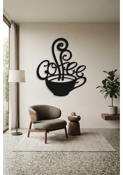Coffee Metal Duvar Tablosu - Duvar Dekoru - Siyah - 83 X 100 Cm
