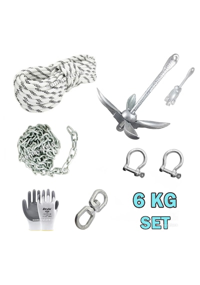 Tekne Ve Şişme Bot İçin Hazır Çapa Seti 6kg Şemsiye Çapalı