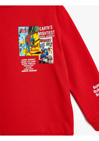 Koton Marvel Sweatshirt Lisanslı Bisiklet Yaka Uzun Kollu Kırmızı 5wkb10239tk Kırmızı