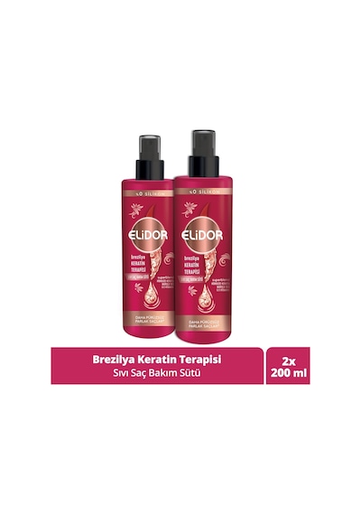 Elidor Brezilya Keratin Terapisi Sıvı Saç Bakım Sütü  2 x 200 ML