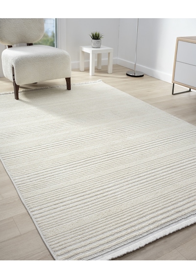 Mariesse Home Step Serisi Naturel Bukleli Yumuşak Dokulu Iskandinav Dokuma Halı Krem