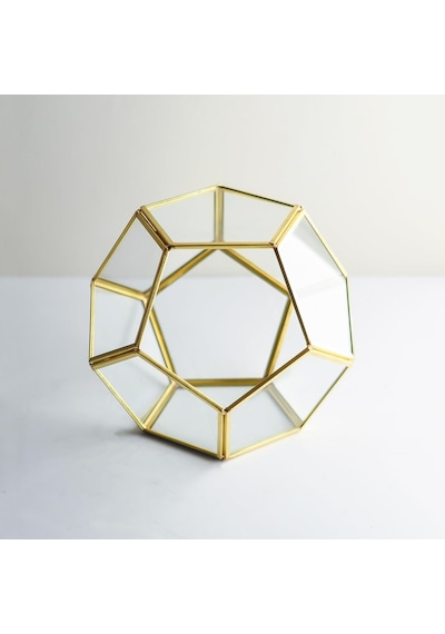21x21x17cm Pirinç Gold Geometrik Teraryum Cam Fanus Aksesuar Çikolata Kutusu Diğer