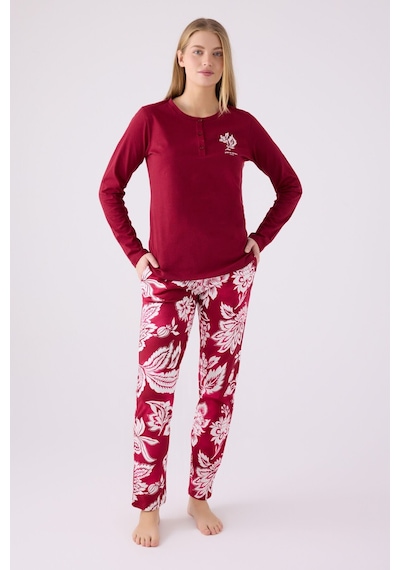Pierre Cardin Pıerre Cardın Kadın Uzun Kol Pijama Takım Pc8866 Vişne Bordo
