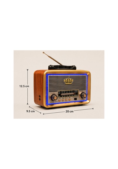 Ns-7217bt Bluetooth Nostaljik Radyo Fm/am/sw 3 Bant Usb Bellek Tf Kart Destekli Şarjlı Mp3 Müzik Çalar