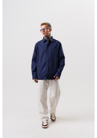 Respire Erkek Poplin Oversize Gömlek Lacivert