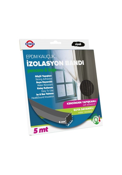 Epdm Kauçuk Pencere Kapı Izolasyon Bandı Siyah 5Mmx15Mmx5Mt