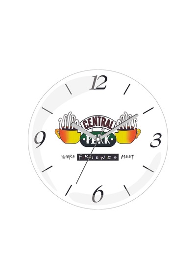 Central Perk Where Meet Çap 30cm Sessiz Akar Bombeli Gerçek Cam Duvar Saati Siyah