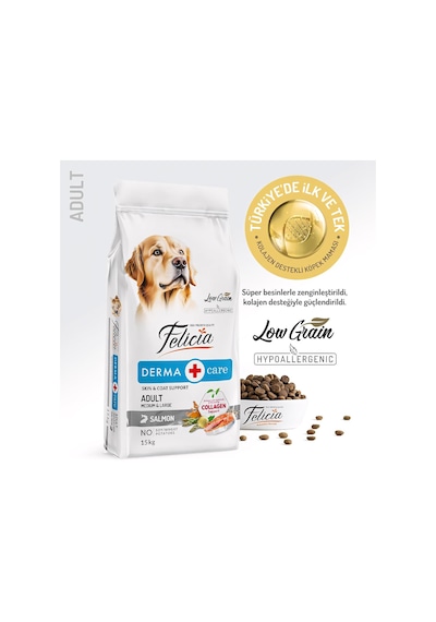 Kuru Köpek Maması, Somonlu, Az Tahıllı, Yetişkin, Büyük Irk, Hipoalerjenik, M, 15 Kg