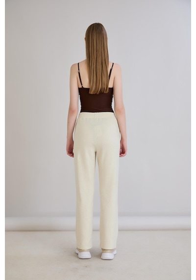 Sortie Collection Simli Örme Pantolon Bej