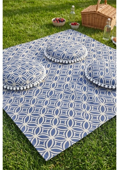 Piknik Örtüsü Seti 4 Lü Yuvarlak Ponponlu Minderli Desenli Bahçe Plaj Park Piknik Matı Su Geçirmez Çok Renkli Piknik Örtüsü Seti 4 Lü Yuvarlak Ponponlu Minderli Desenli Bahçe Plaj Park Piknik Matı Su Geçirmez Çok Renkli