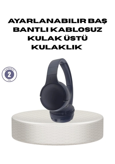 Mey İthalat Bluetooth 5.0 Siyah Kablosuz Kulaklık 18 Saat Batarya Katlanabilir Tasarım
