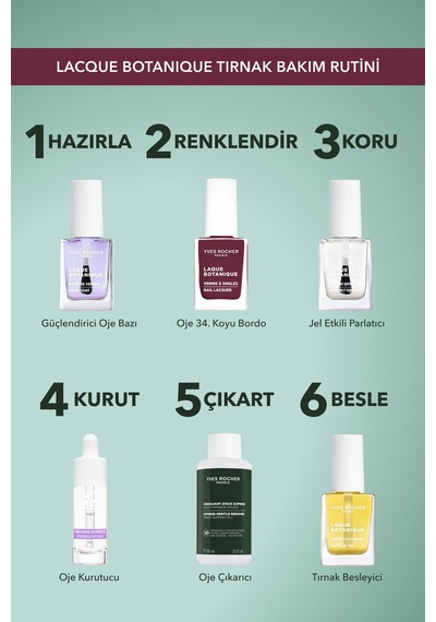 Yves Rocher Laque Botanique Ultra Parlak Renkli Vegan Oje - 34 Koyu Bordo Tırnak Dostu & Vegan