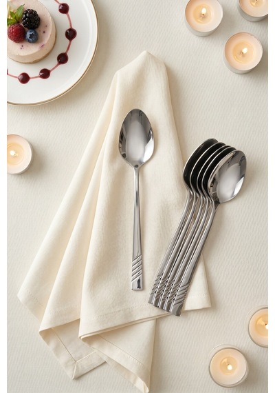 Karat Steel 6 Parça Tatlı Kaşığı Takımı - 16 Cm Silver