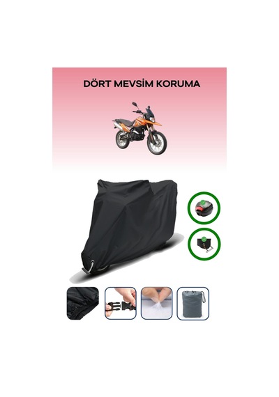 Siyah Arka Çanta Ve Kilit Uyumlu Kadırga Kd-250gy Uyumlu Motor Brandası