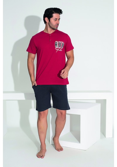 Remsa Erkek Şort Tshirt Pijama Takımı 25256 Kırmızı Kırmızı