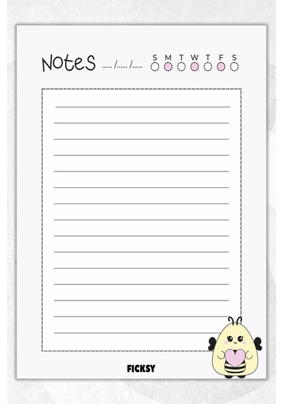 A5 Arı Bloknot Çizgili Defter - 50 Yaprak - Memopad - Notepad - Not Defteri - Not Kağıdı Pembe Pembe