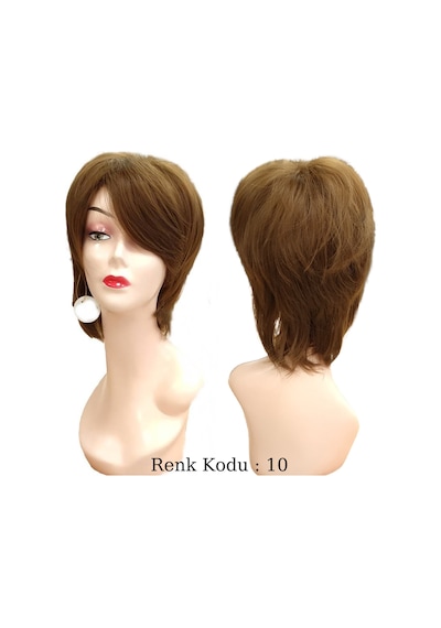 Peruk Ankara Kısa Peruk Fiber Sentetik Açık Kumral Renk Kodu-10A
