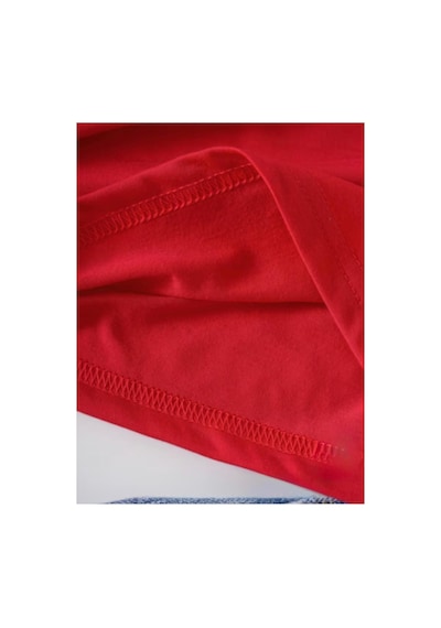Herkesemoda Leopar Kaplan Baskı Detaylı Basic T-shirt Kırmızı
