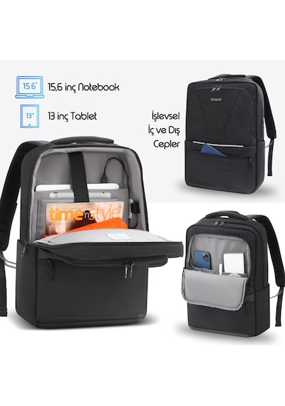 Mack MCE-1203 15.6" Office Pro-2 Eco Notebook Sırt Çantası Siyah