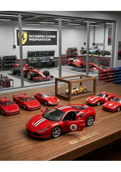 Ferrari Temalı Sport Araba Açılabilir Kapılı Dayanıklı 12 cm Oyuncak Araba Kırmızı